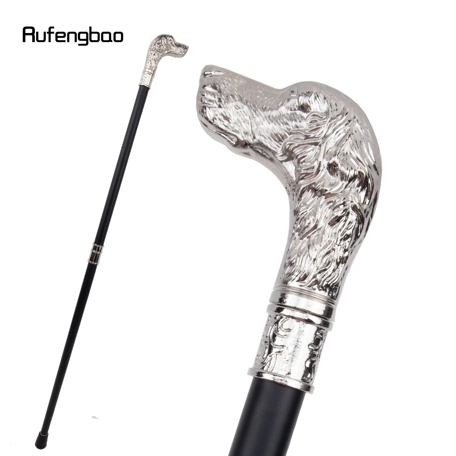 

White Loyal Dog Head Walking Cane Fashion Decorative Walking Stick Gentleman Elegant Cosplay Cane Knob Crosier 93cm