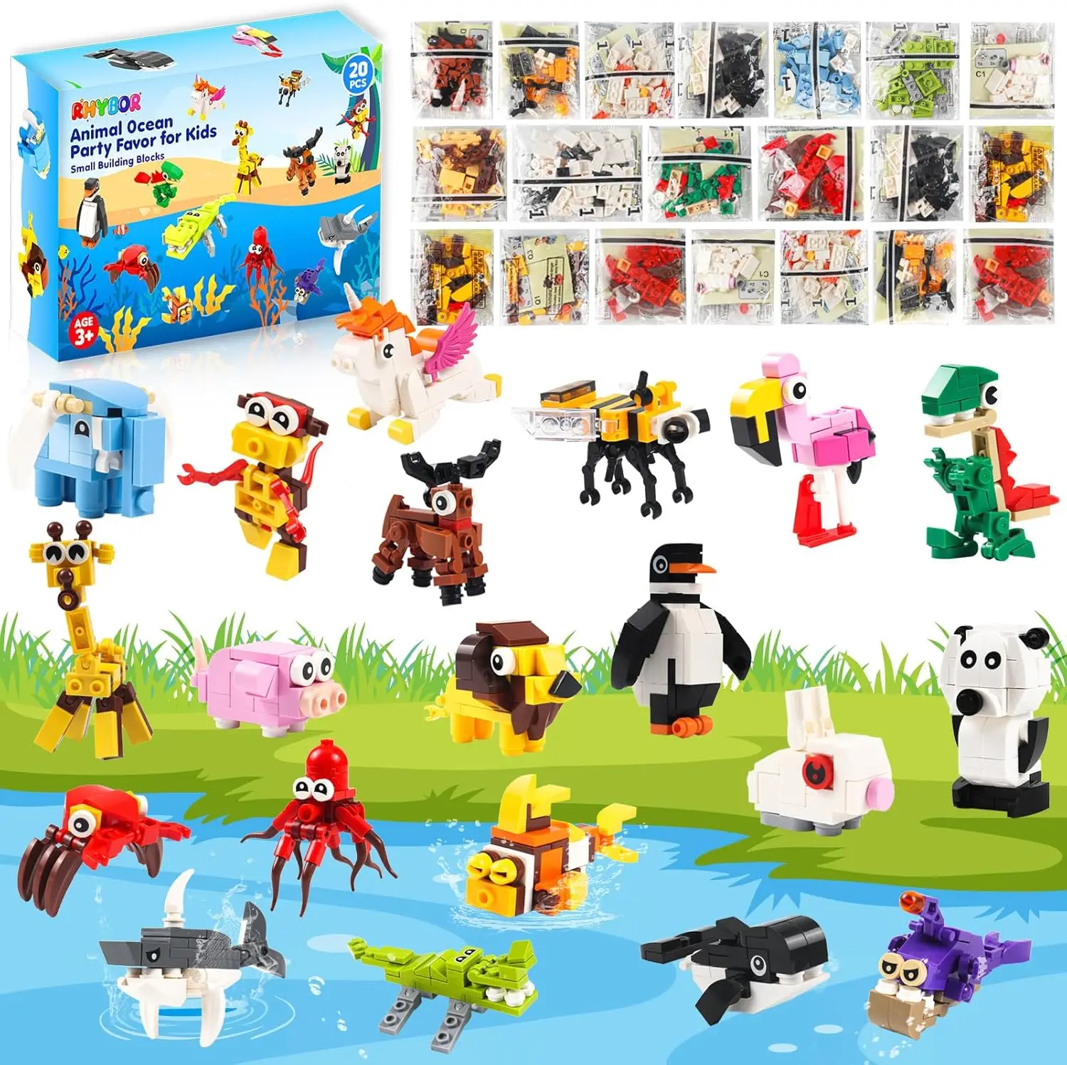 

MYDOVA 654 Pieces Min Animals Building Blocks Set for Birthday Party Favor Return Gifts Valentines Easter Classroom Prizes