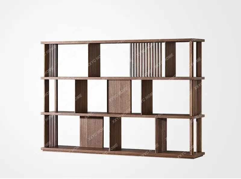 Solid wood black walnut bookshelf floor to ceiling study locker