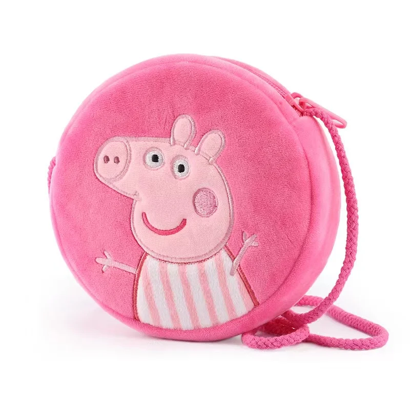 16cm/6.29in Peppa Pig Kawaii Plush Rounded Backpack Toys George Kindergarten Cartoon Shoulder Bag Coin Purse Girls Birthday Gift