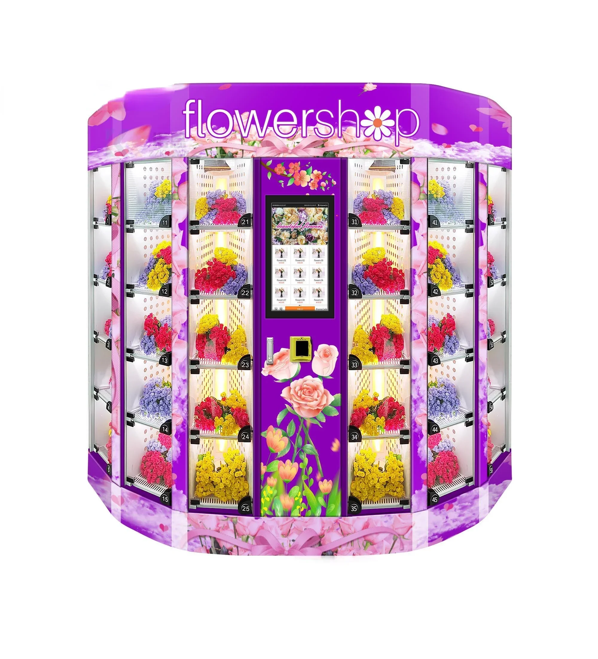 24 Hours Automatic Flower Shop Humidifier Keep Flower Fresh Vending Machine With Refrigeration Cooling System