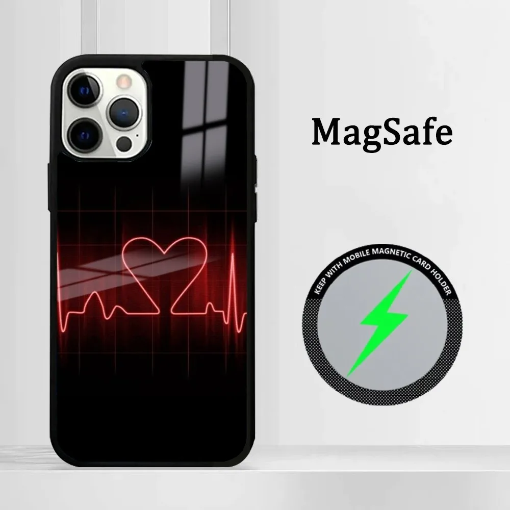 Heartbeat Phone Case For iPhone 15 14 13 12 11 Pro Max Plus Mini Mirror Magnetic Cover