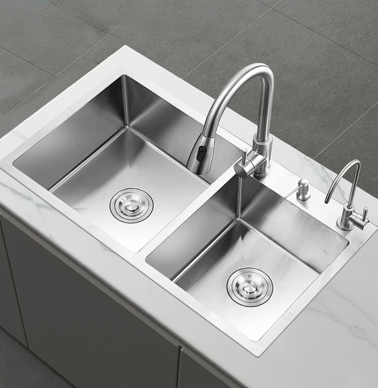 304 stainless steel double-slot sink kitchen thickened sink set