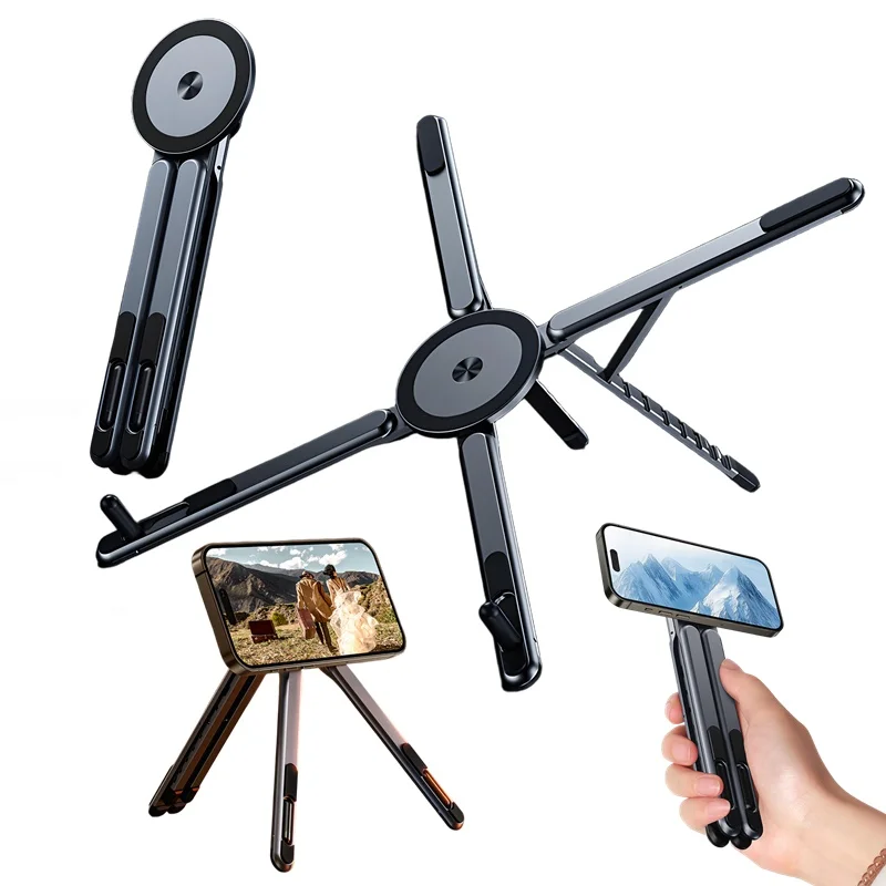 3in1 tragbarer Aluminium-faltbarer Magnetständer, verstellbarer Winkelhalter für Telefon, Tablet, Laptop, iPhone, Samsung, iPad, MacBook
