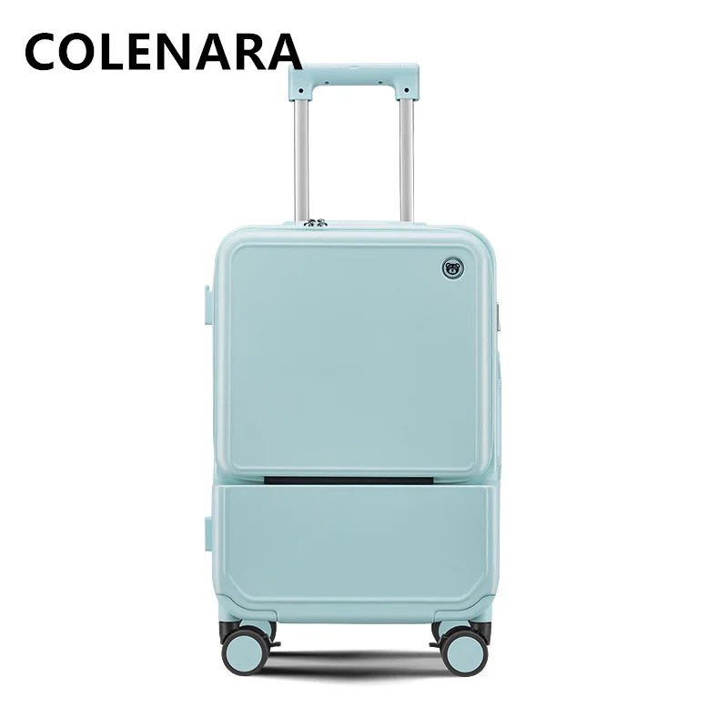 COLENARA nuova valigia Trolley con telaio in alluminio da 24 pollici con apertura frontale custodia multifunzionale per Laptop 20 "bagaglio a mano