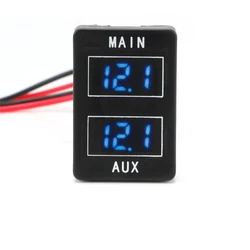 For Toyota Prado 150 Landcruiser 200 Series MY16 Hilux 32x22mm Black Main AUX Car Dual Battery Volt Meter 12V-24V