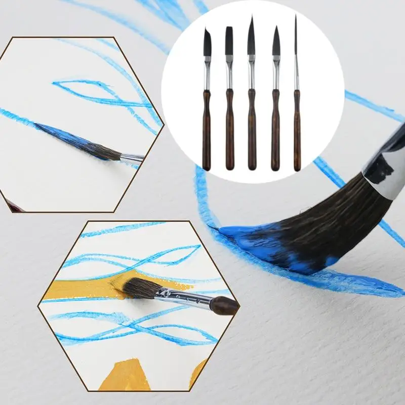 1/5Pcs Pinstriping Brush High Performance Detail Brush Portable Watercolor Oil Painting Brushes For Art Drawing Hand-painted