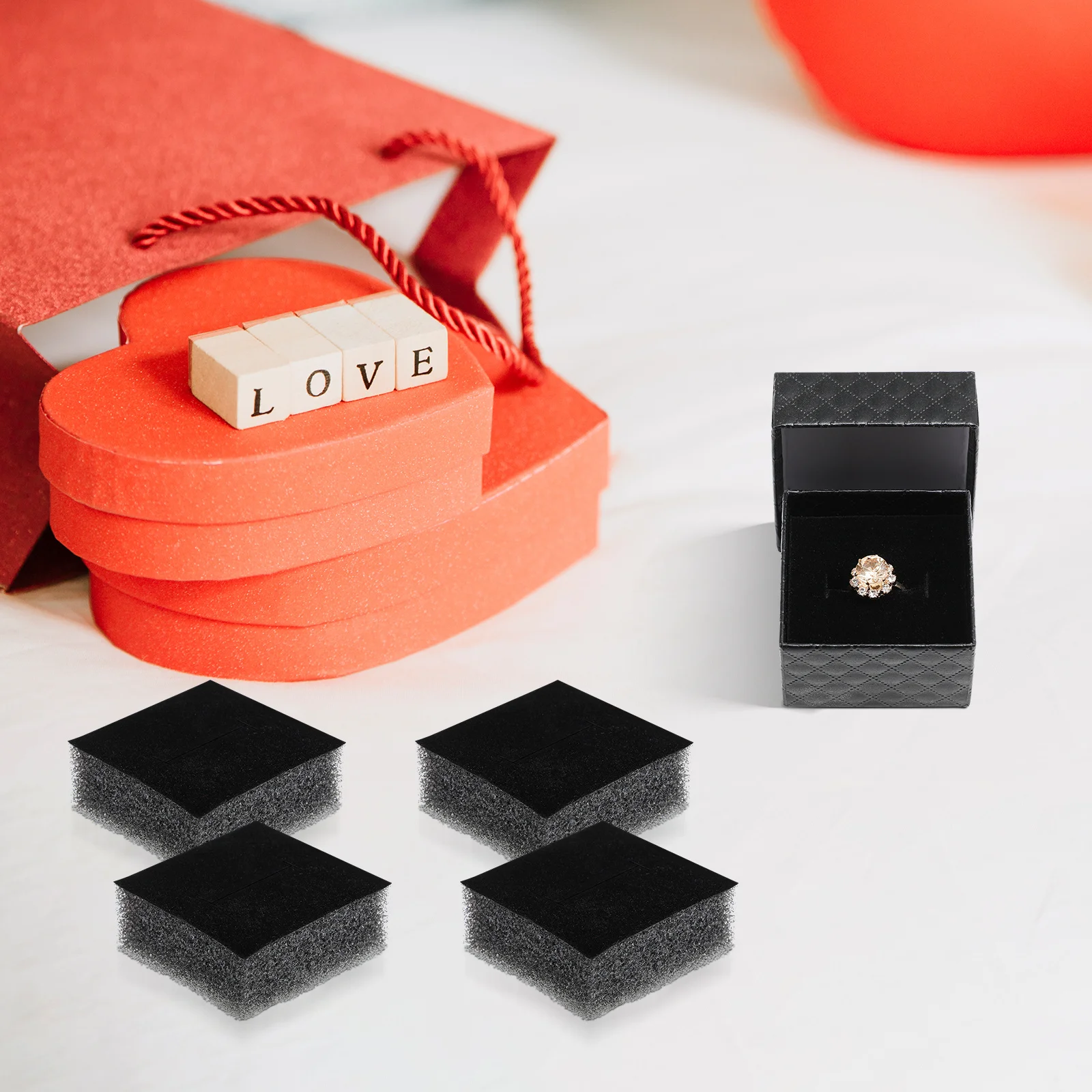 

20pcs Box Sponge Insert Ring Box Inserts Display Trays For Earrings Rings Brooches Jewelry Organizer Insert 4.2X4.2Cm Stackable