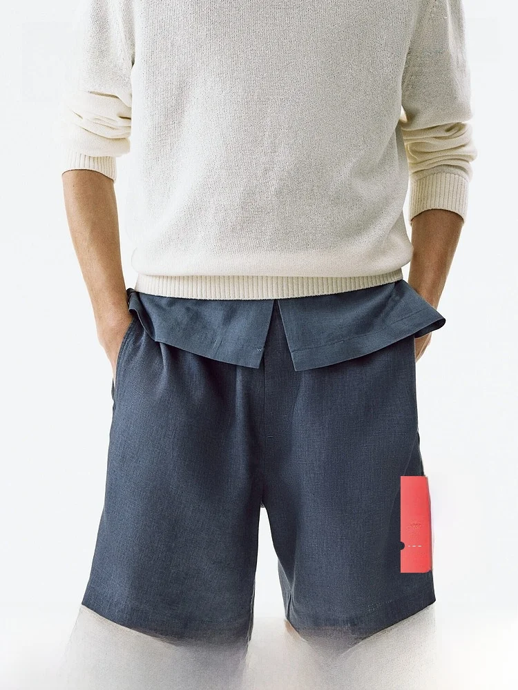 

H&M 2026 Summer New Men's Casual Style Linen Shorts Standard Fit 100% Linen Material Comfortable Breathable Men's Summer Shorts