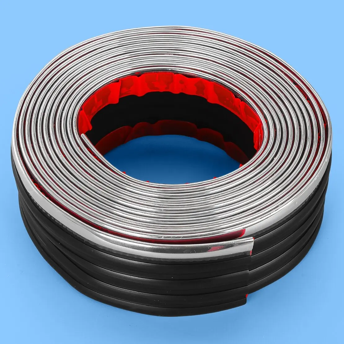 Silver Edge Wave Texture Car Body Side Skirt Anti-Collision Strip Guard Protector 4m x 6cm PVC