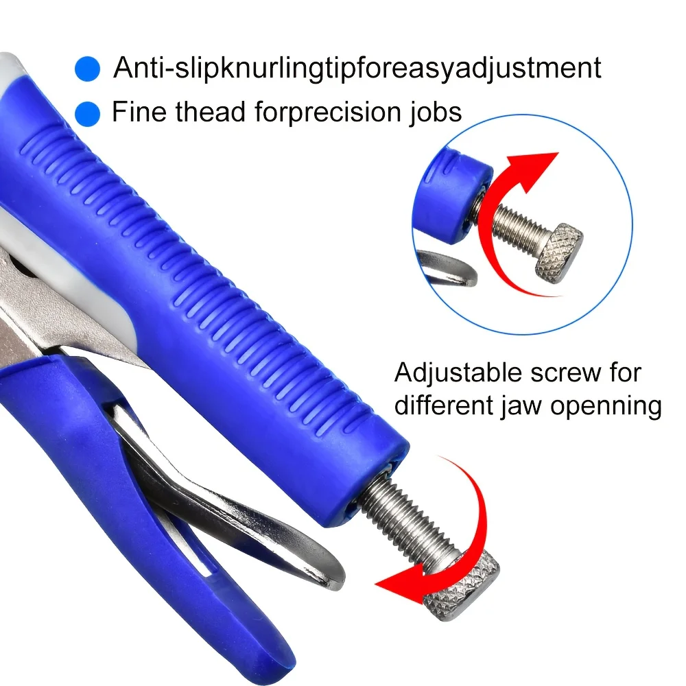 Tools Set 6pcs Locking Pliers Set, 6-1/2", 9-1/2" Needle Nose Vice Grips, 5", 7" And 10" Curved Jaw Vise Grip, 6" C-clamp Locking Pliers, Fast Release with Rolling Pouch view 6