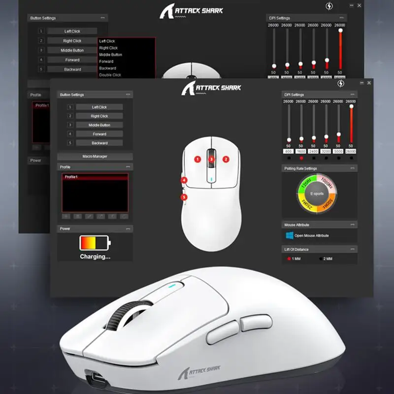 Imagem -04 - Mouse Macro sem Fio para Jogos Tubarão Ataque Paw3395 4k Return Bluetooth Conexão Tri-mode