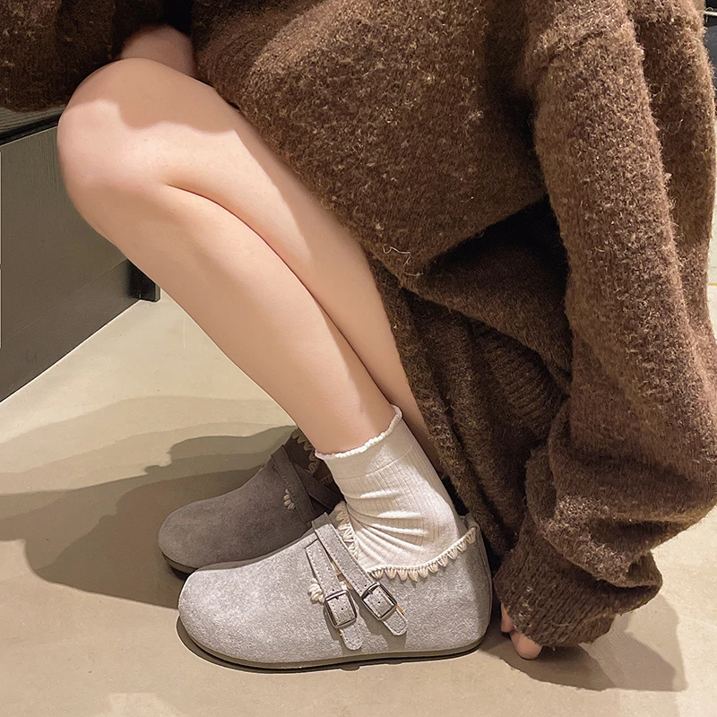 Thick-soled Round-top Buckle Waterproof Platform Fashionable Versatile Comfortable Anti-slip Breathable Casual Women's Shoes