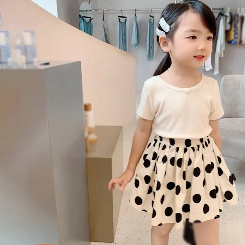 Kids Polka Dot Skirt 3-8T Skater Swing Skirt Chidlren Flared Pleated Skirts Casual Sweet Skirt Birthday Party Skirts