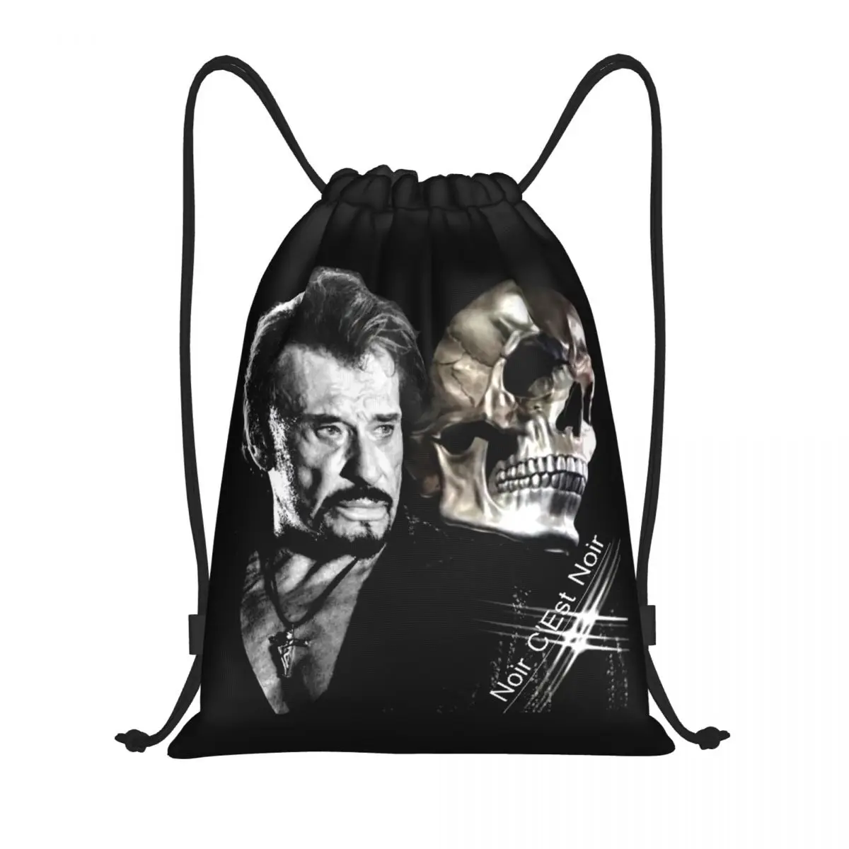 

Johnny Hallyday Drawstring Backpack Women Men Gym Sport Sackpack Foldable France Rock Singer Training Bag Sack