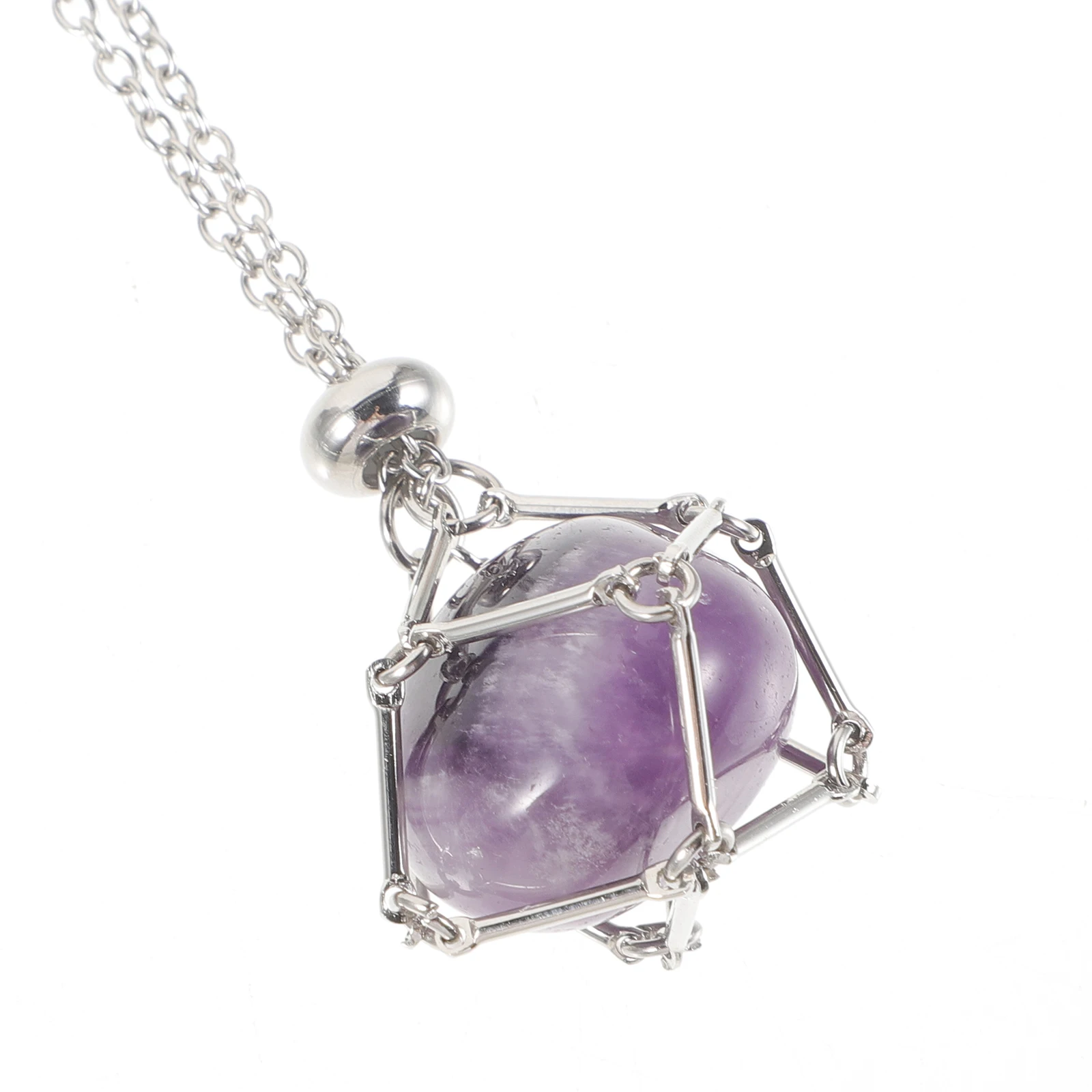 

Metal Net Crystal Cage Pendant Necklace For Women Men Stone Holder Jewelry Simple Long Necklace Vintage Pendant Holder