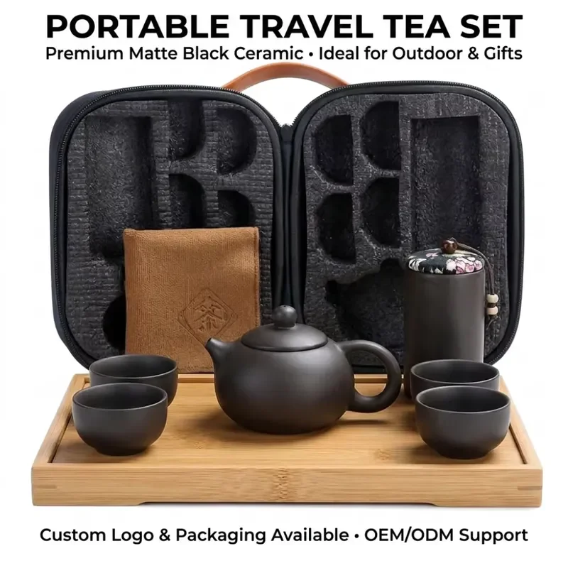 Luxury Gift Box Porcelain Teapot Heat Resistant Tea Set 4 Cups Portable Travel Ceramic Teapot Set