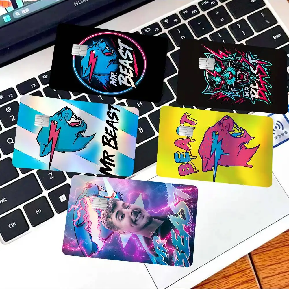 Game Blogger M-Mr B-Beastes Fashion Laser Effect Bank Card Stickers Removable Aesthetic Card Decor