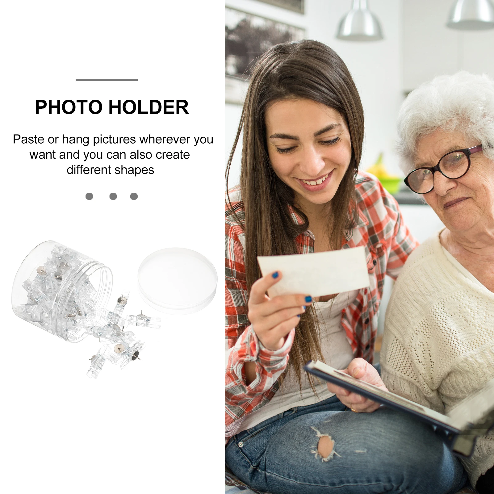 50 pezzi clip per puntine trasparenti morsetti multiuso per immagini domestiche design in plastica di ferro resistente e duraturo ideale per lavagne in sughero