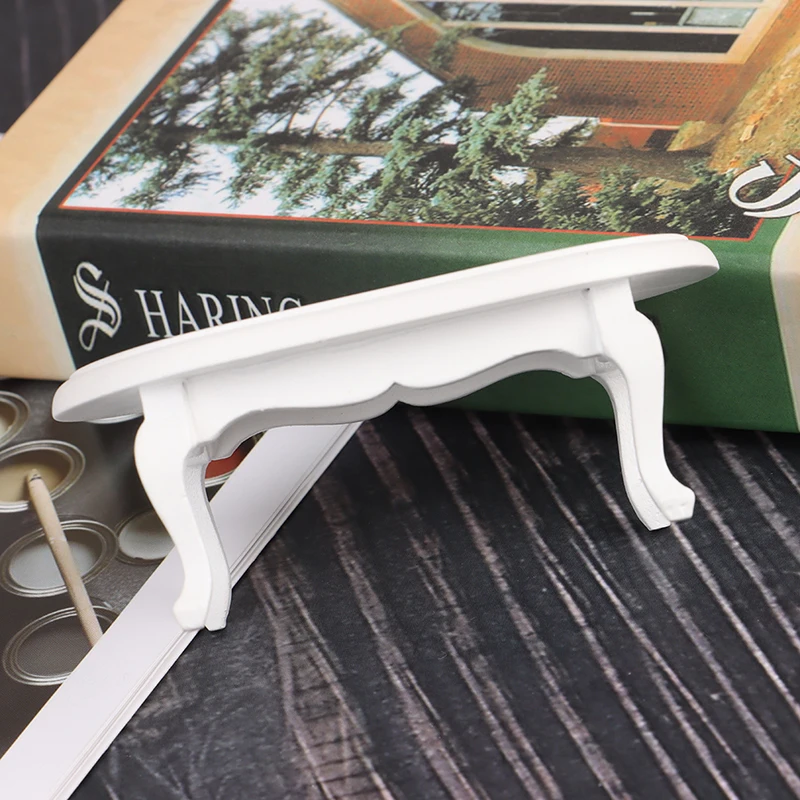 1Pc Poppenhuis Miniatuur Houten Teatable Model Mini Simulatie Witte Theetafel Poppenhuis Decor Meubels Speelgoed Accessoires