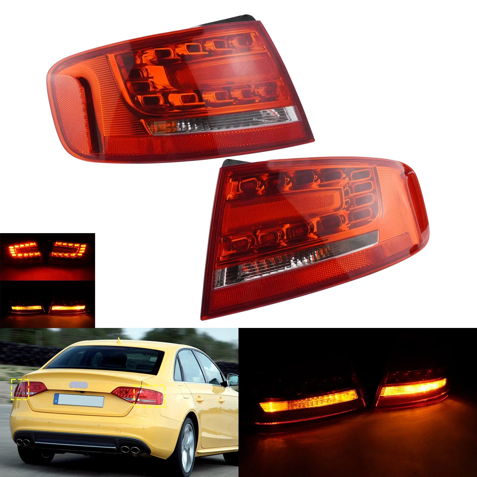 

Red Left Right Side Car Rear Outer LED Tail Light Brake Lamp Assembly For Audi A4 S4 B8 Sedan 2009-2012 8K5945095K 8K5945096K