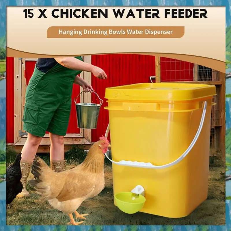 AB07 HOT 15 Stuks Kip Waterer Automatische Drinker Kip Feeder Plastic Gevogelte Water Drinkbekers Gevogelte Boerderij Dier Levert