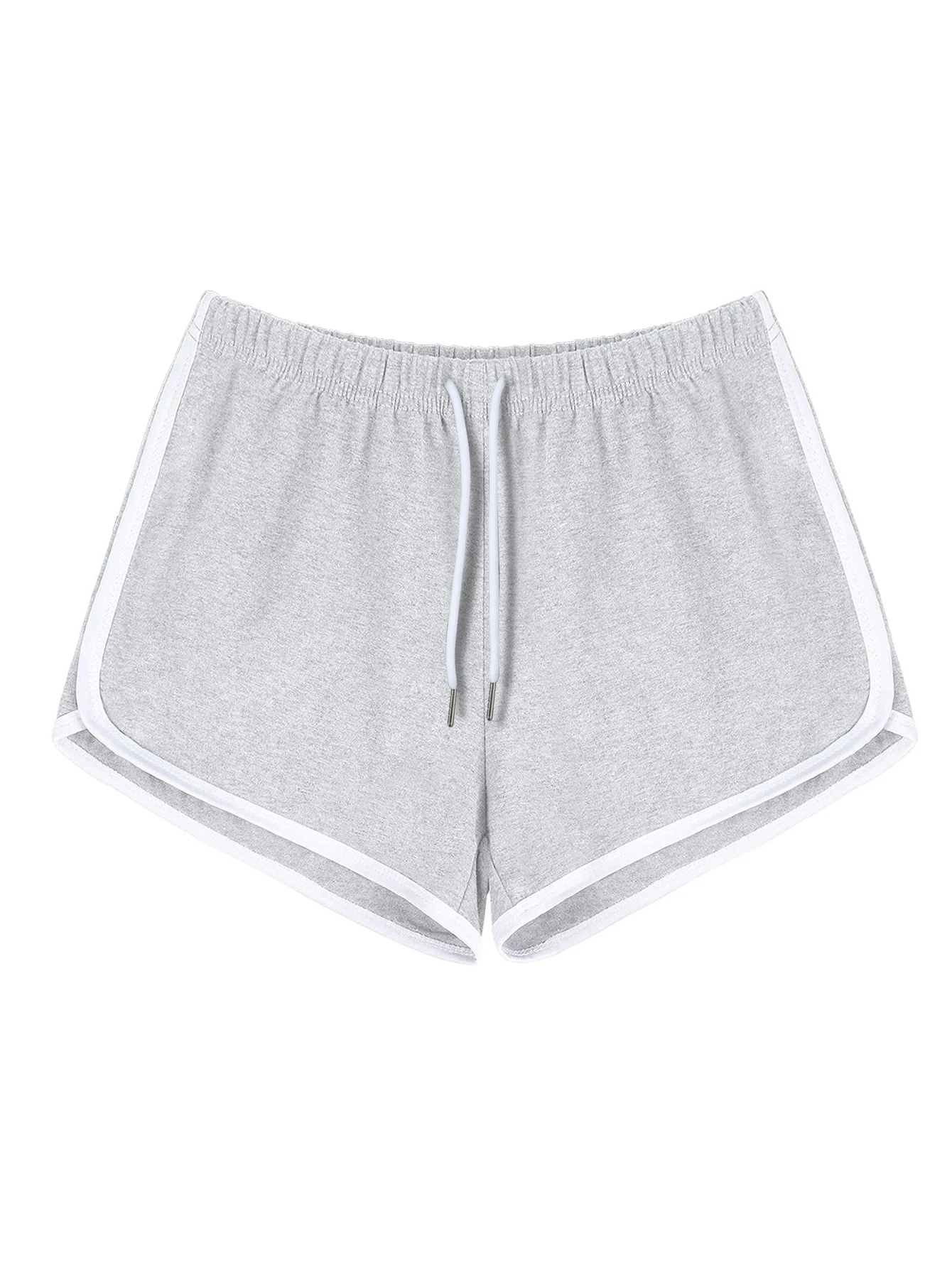 Women's Summer Casual Pure Cotton Jogging Shorts Contrast-color Hanging-elastic Drawstring Sports Running Shorts