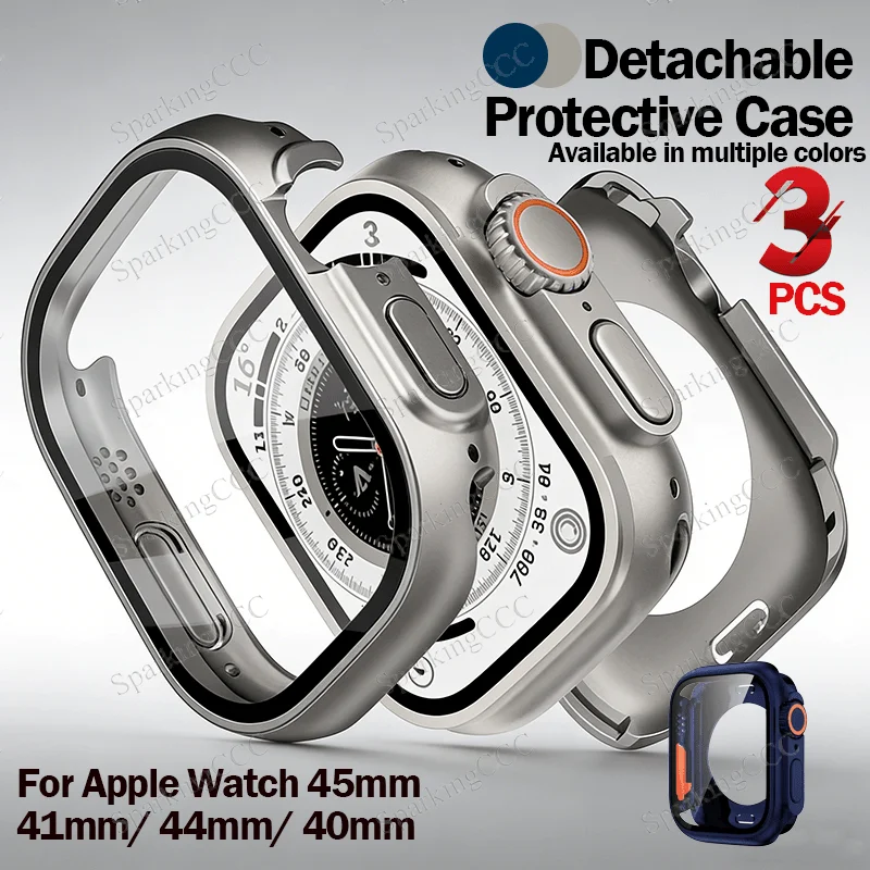 

3PCS for Apple Watch 45/44/41/40mm, S10-42/46mm Crystal Clear Anti-Smudge Shockproof Quick-Release Casing,True Touch Sensitivity