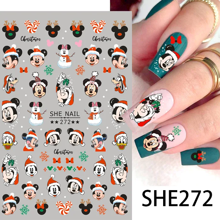 2024 Disney Mickey Stitch Cartoon 3D nagelstickers Disney Nail Art Supplies Minnie Donald Duck Nail Art kerststickers