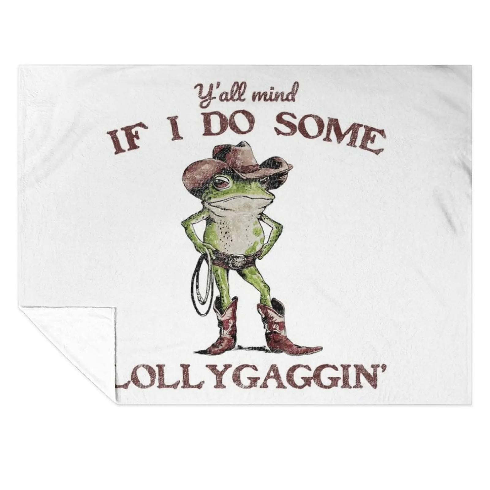 

Y'all Mind If I Do Some Lollygagging Meme Cowboy Frog Throw Blanket Stuffeds for sofa Soft Plaid Blankets