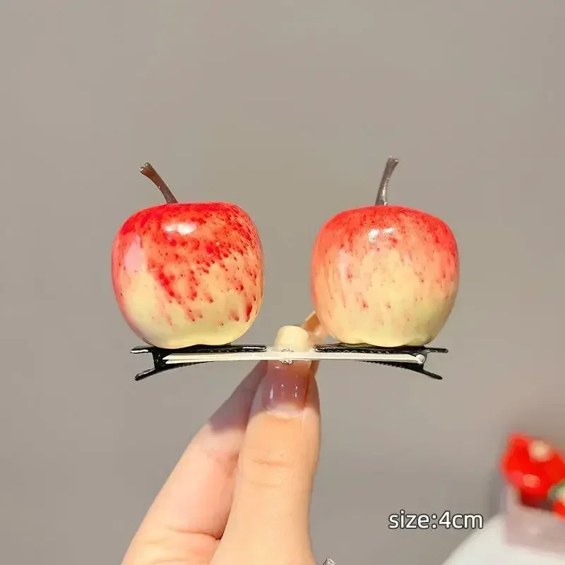 sImulated Fruit Strawberry Hair Food Cute Headwear Accessories Girl  Side Clip Sweet Creative Quirky Funny Kid Hairpin