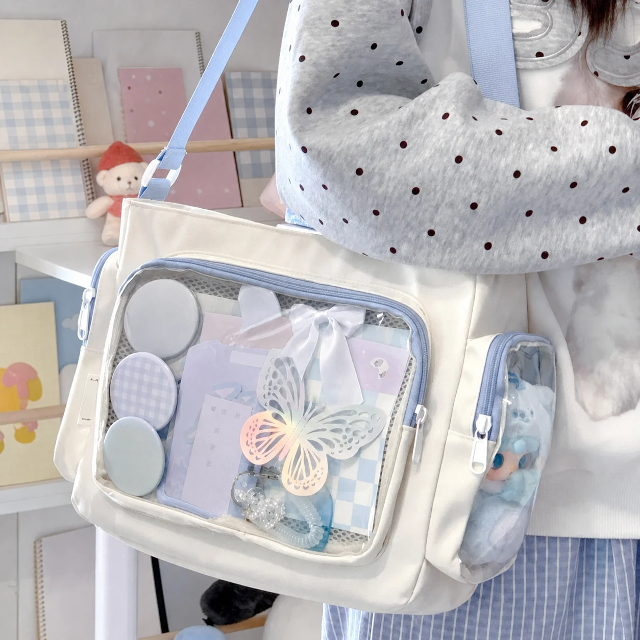 Single Shoulder Bag Playful Transparent Window Bag Itabag Crossbody Bag Gift Ready For School Commute Daily Use Street Shopping
