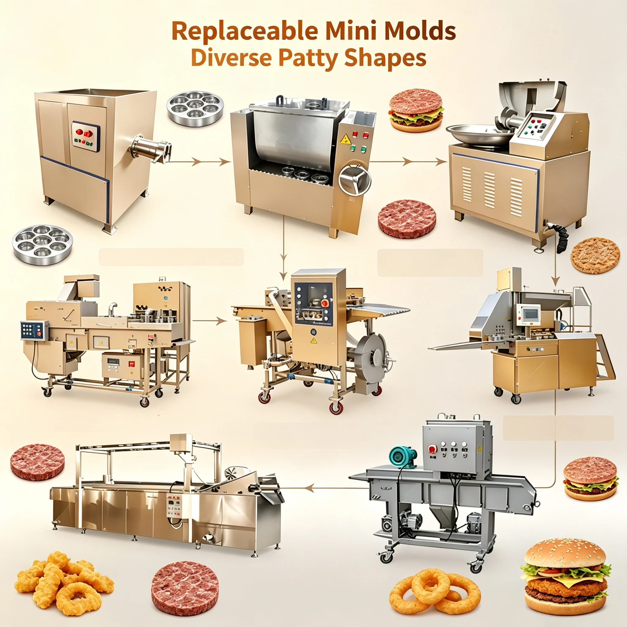 Labor‑saving Automatic Processing Gear for Chicken Nugget & Beef Patty Reduce Manual Workshop Operation Cost