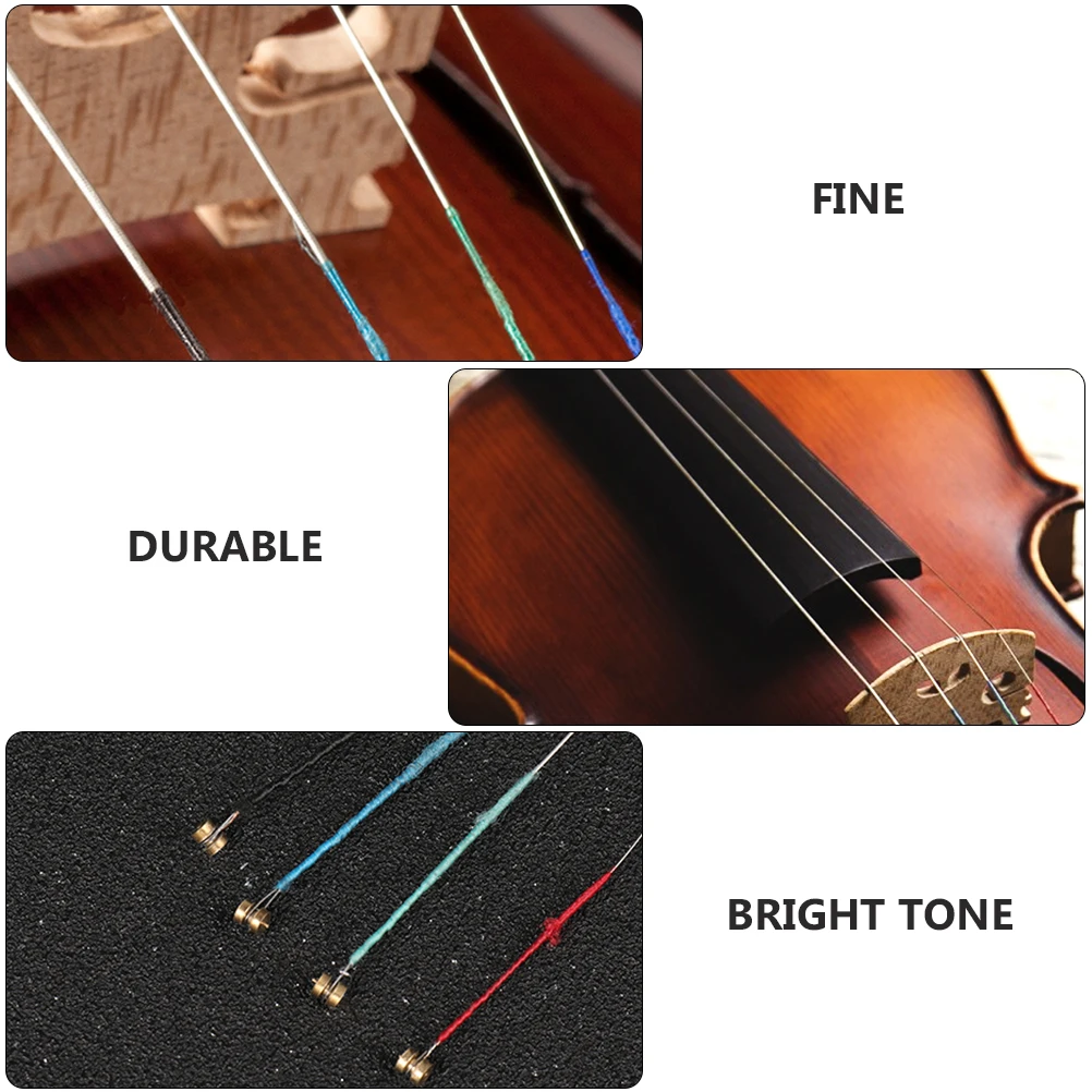 

8pcs 4/4 Violin Strings 0.26Mm 0.36Mm 0.5Mm 0.73Mm 56Cm Long Durable Bright Tone Smooth Feel Full Set Replacement Eadg Core
