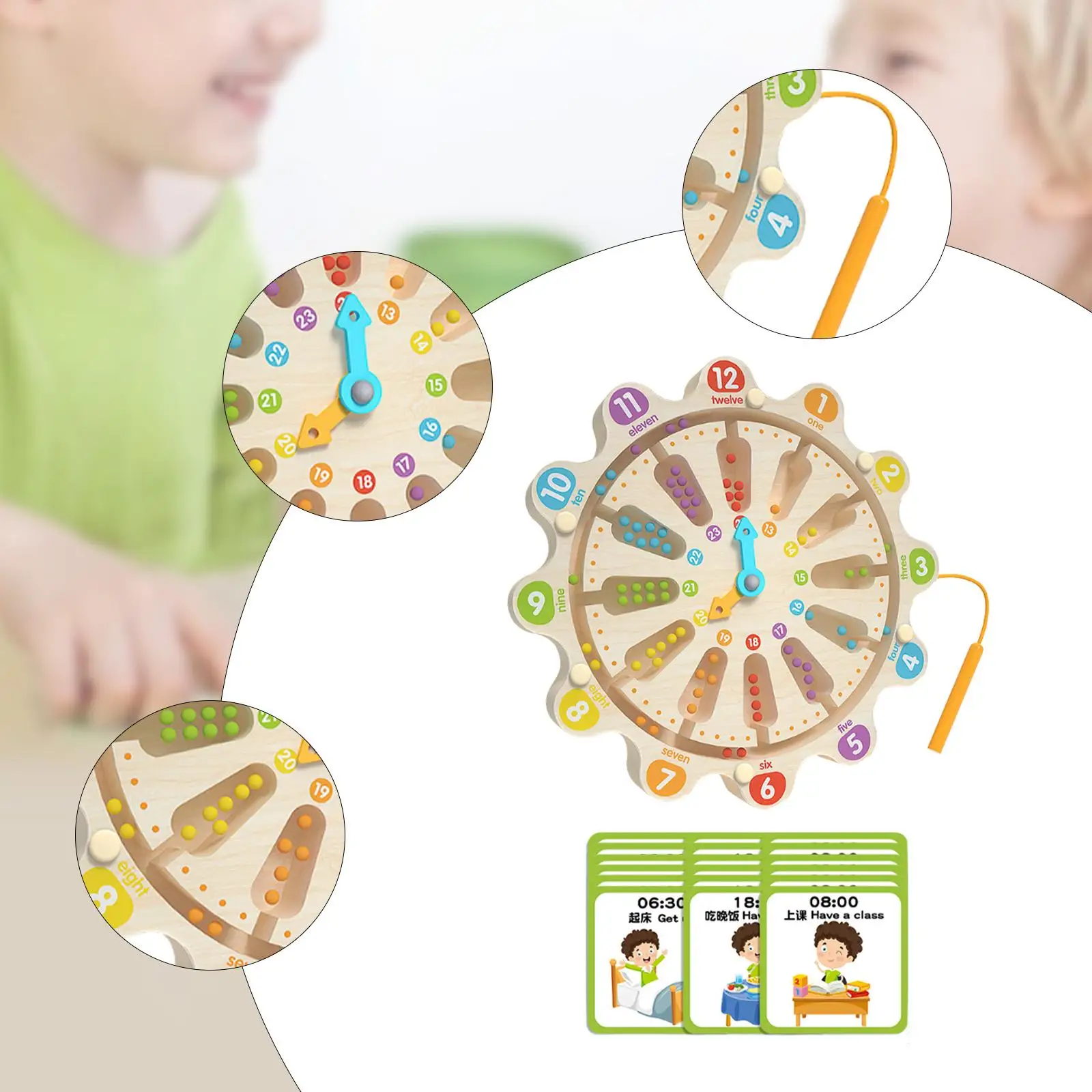

Color and Number Maze Fine Motor Skills Educational Sensory Toy with Cards Color Sorting Clock for 3+ Years Old Kids Boys Girls