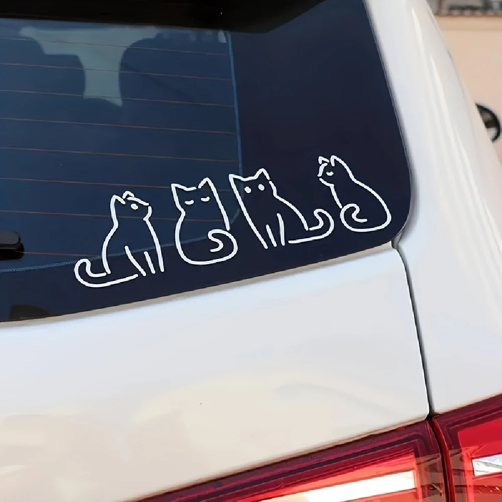 Four Lovely Cat Window Decoration Stickers Car Bumper Vinyl Decals Car Motorcycle Room Wagon Truck Windows General Stickers