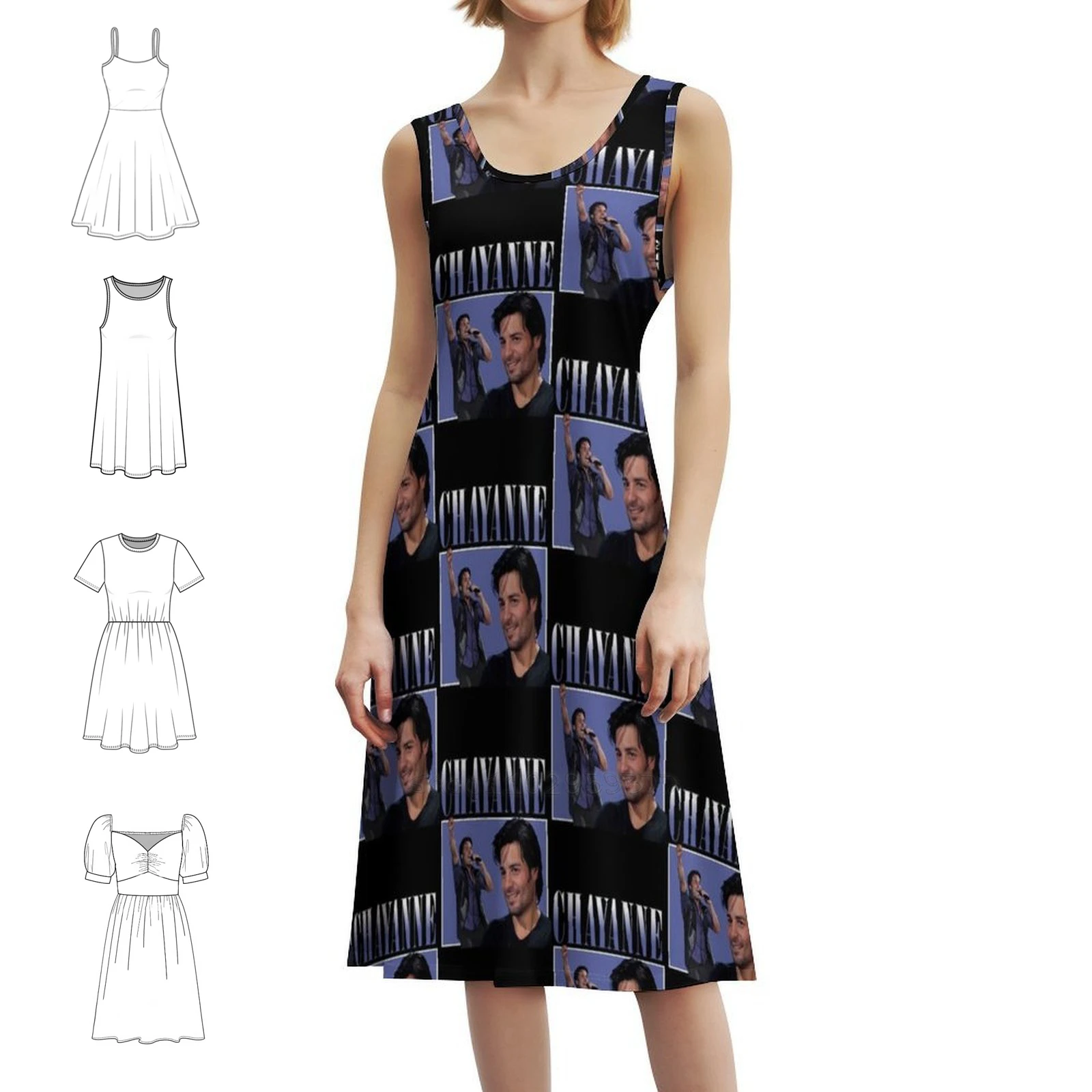 فستان قصير على طراز Chayanne Preppy للنساء على شكل حرف a فضفاض مناسب فستان يوم غير رسمي Chayanne المغني الممثل اللاتينية الموسيقار فستان نسائي