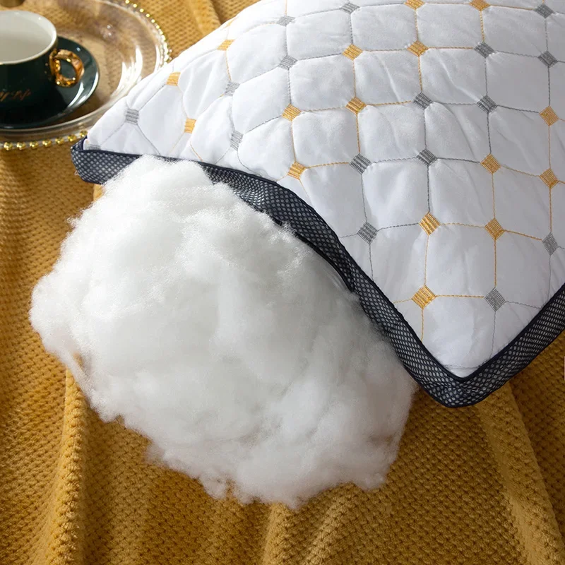 Full Sky Star Embroidered Fiber Pillow Core for Neck Protection, Quick Rebound, Not Easy to Deform, Not Collapsing