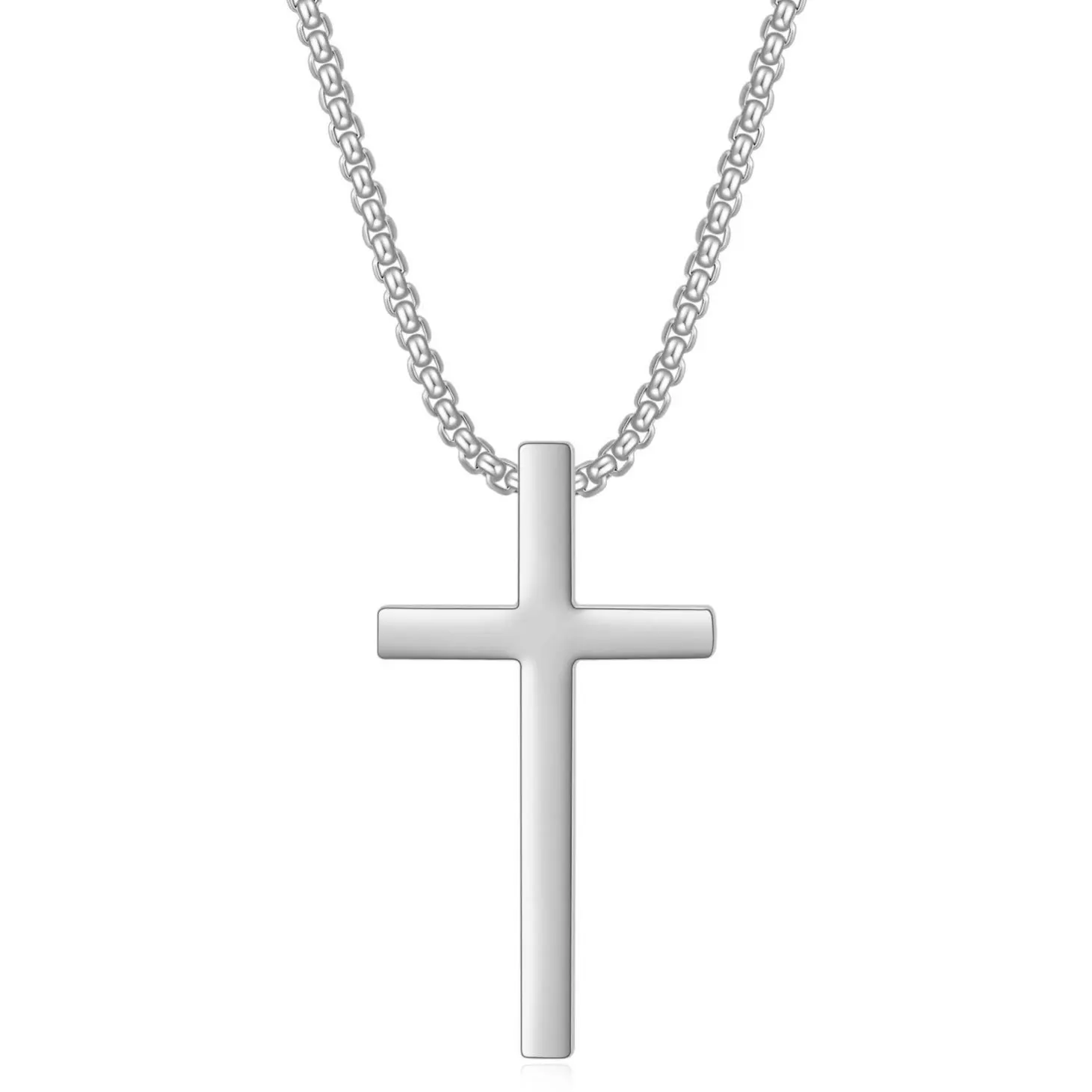 Halskette mit Kreuzanhänger aus Edelstahl für Herren, minimalistische Kette in Gold- oder Silberfarbe, Gebetskette für Damen, modischer Schmuck. – Detail 3