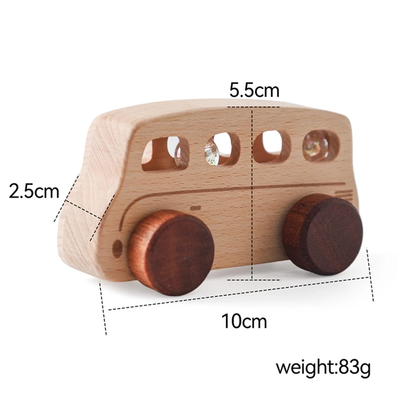 Baby Beech wood Baby Car Toys legno Cartoon Model Car Blocks giocattoli educativi Montessori per bambini dentizione Baby massaggiagengive