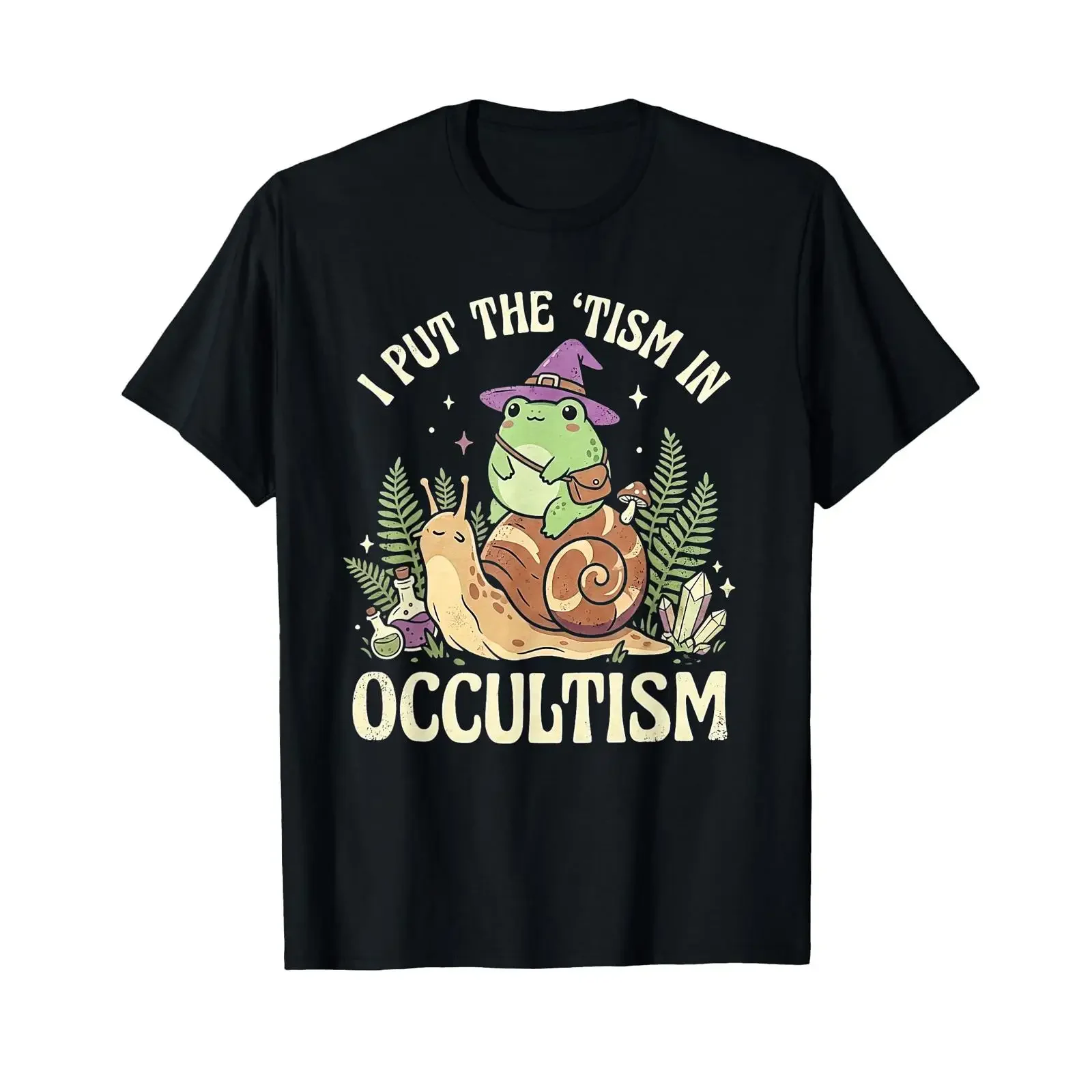 Frog Riding a Snail Meme Funny Cottage Core Occult Humor T Shirt vintage Washed fashion Versatile Stylish Casual Slightly