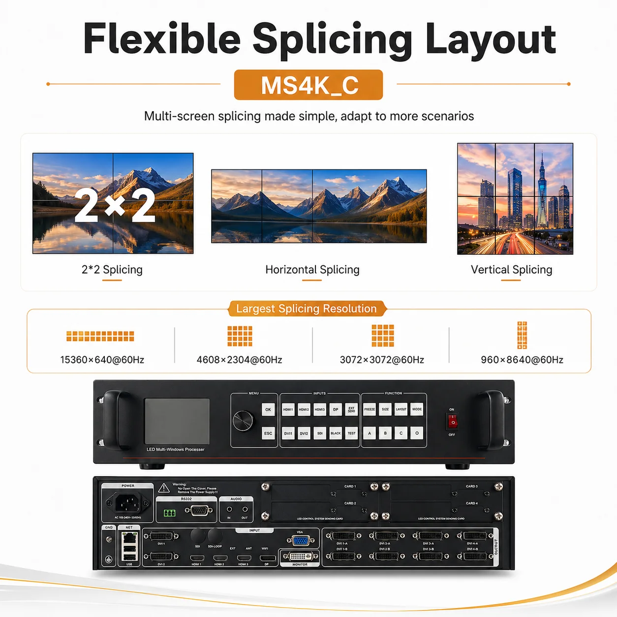 AMS MS4K-C 4K Multi-Window Video Processor with SDI or USB Input Support Linsn and Novastar System like Novastar Mctrl4k