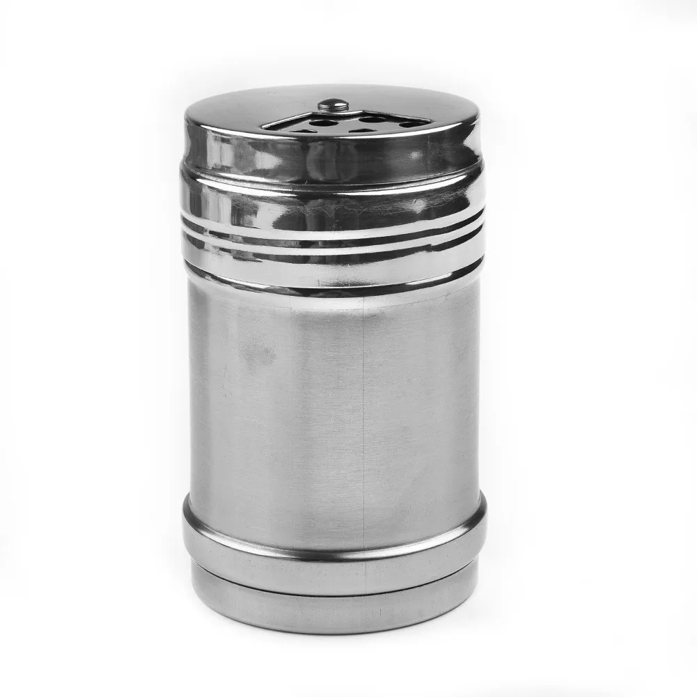 Stainless-Steel Seasoning Shaker Bottle Jar BBQ Salt Pepper Condiment Box Sugar-Bottle Rotating Cover Multi-purpose Spice Jar