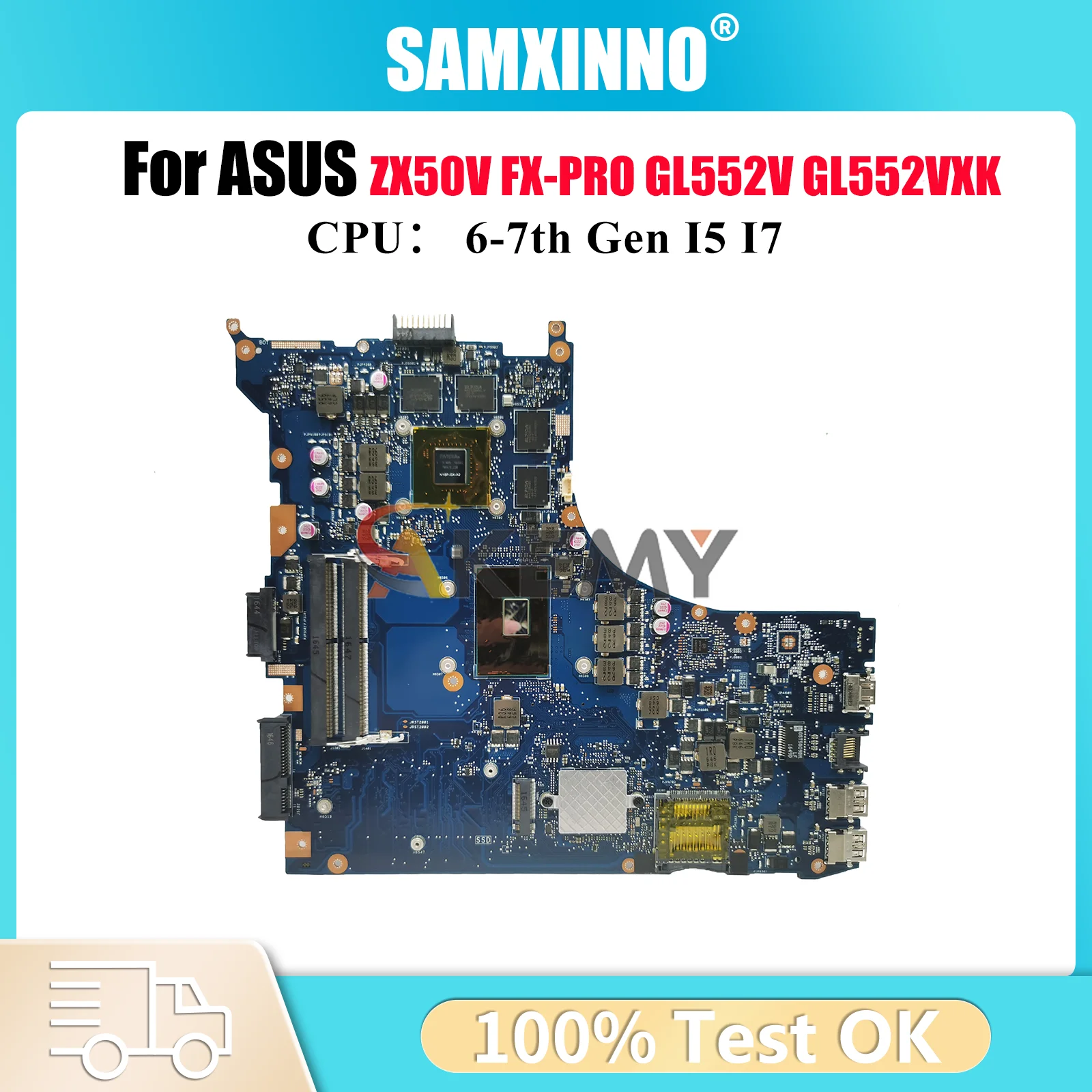 

GL552VW Laptop Motherboard For ASUS ROG FX-PRO ZX50V GL552V GL552VX GL552VXK Notebook Mainboard With I5 I7 CPU 100% tests OK stk