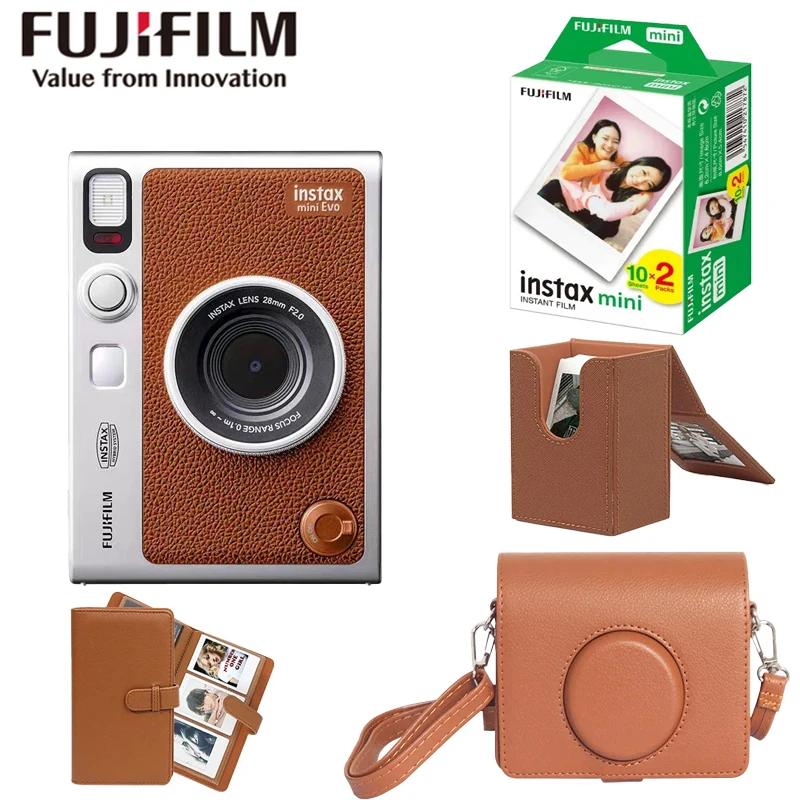 New Fujifilm Camera Instax Mini Evo Instant Smartphone Photos Printer + (Optional Instax Vertical Case+ Protector +20 Film)