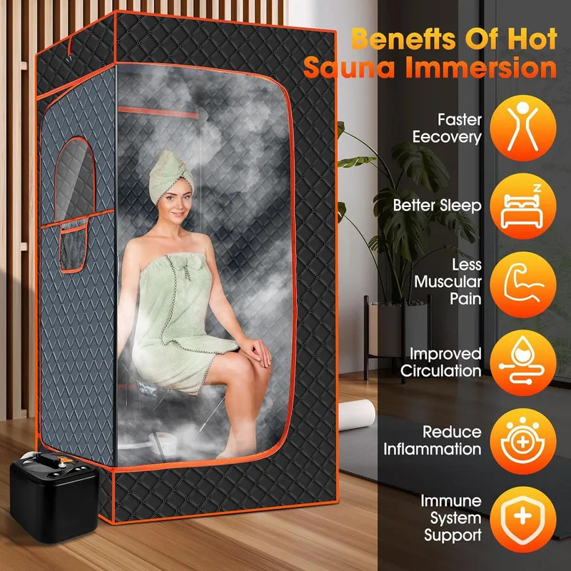 Portable XL Sauna Box For Home Steam Tent Full Body Personal Sauna Room With 3L 1200w Steamer Upgrade Materials Remote Control