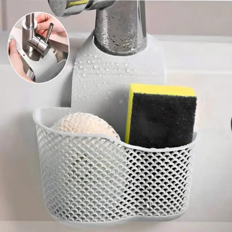 Sink Draining Hanging Basket Adjustable Kitchen Accessories Sink Bag Soap Sponge Shelf Faucet Holder For Bathroom