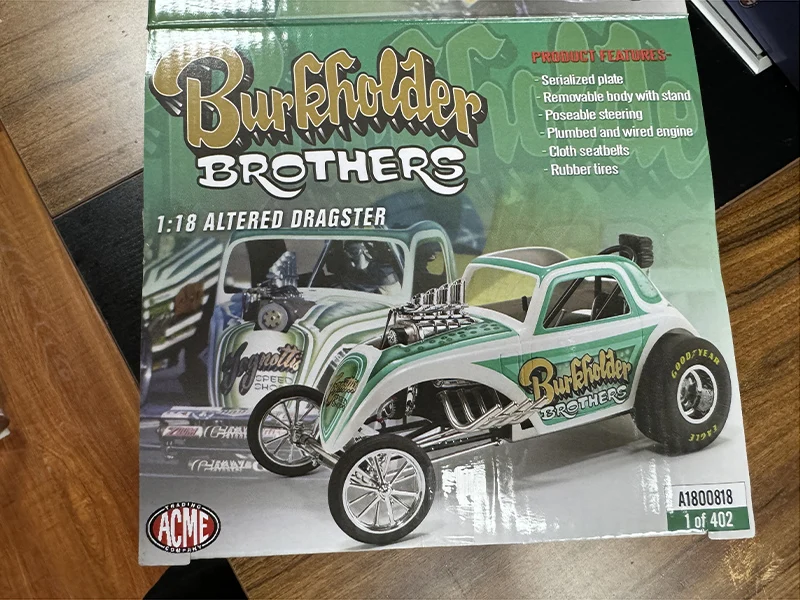 Diecast 1/18 Scale Burkholder Brothers Altered Alloy Car Model Play Vehicles Model Car Original Box