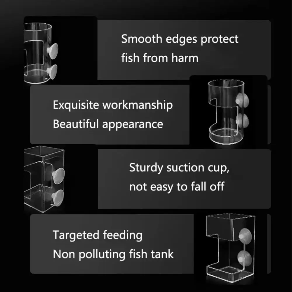 Acrylic Aquarium Feeders Ring Transparent Fixed-Point Fish Tank Food Dispenser Suction Cup Durable Floating Food Tray Feeder