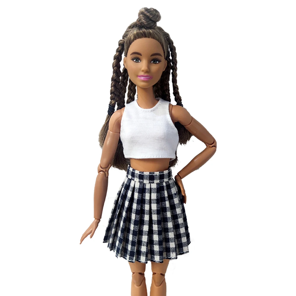 Doll Clothes New 30cm 1/6 Sleeveless Tank Top Plaid Skirt Daily Wear Accessories Clothes for Barbies doll